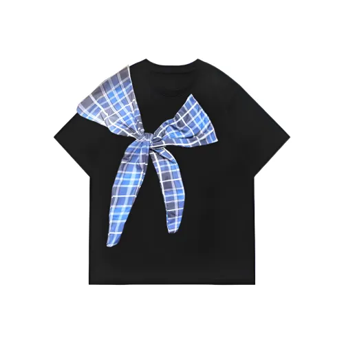 PAOPAOXIANJING Черный и Синий Многоцветный Клетчатый Унисекс T-Рубашки