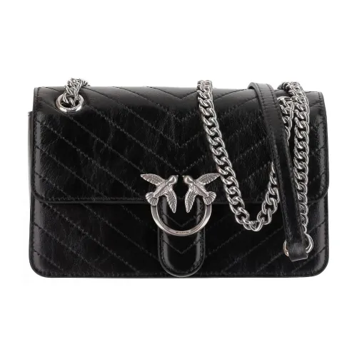 PINKO Love Series Телячья кожа Сумка через плечо Мини Женская Черная