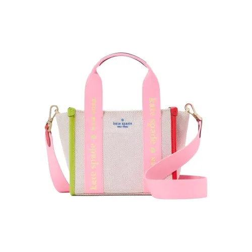 Kate Spade Холст Тоут Сумка Сумка для покупок Сумка через плечо Мини Сумка Женская Бежевая и Многоцветная
