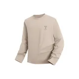 [100% cotton, длинный рукав] Песочный (с линией возврата, логотип на груди в виде буквы)