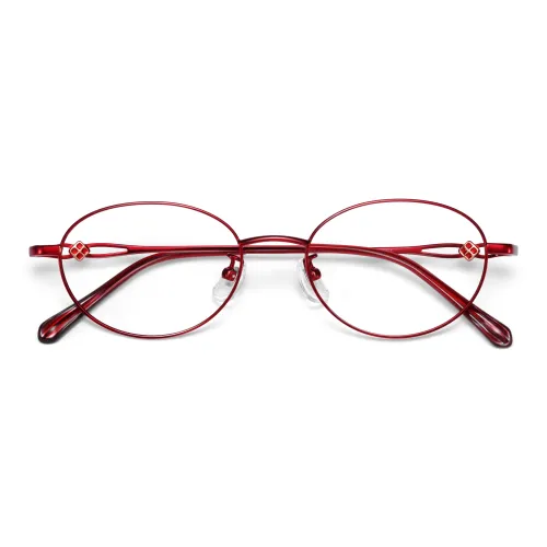 Wood Premium Alloy Titanium Oval Eyeglass Frames Women's