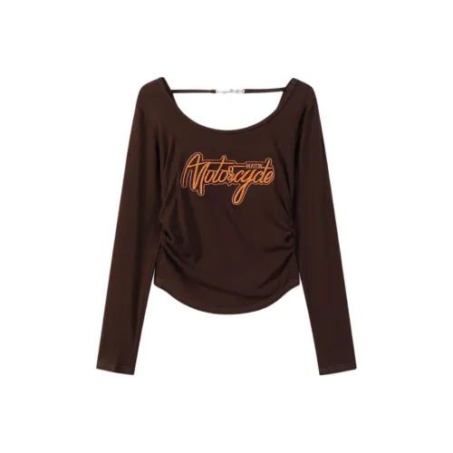 IUNOP Early AUTUMN Плиссированный V-образный вырез Длинный рукав Топ Женский