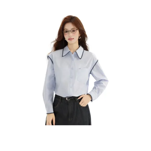 HUICUIGE Blue Women's Shirts HUICUIGE Синие Женские Рубашки
