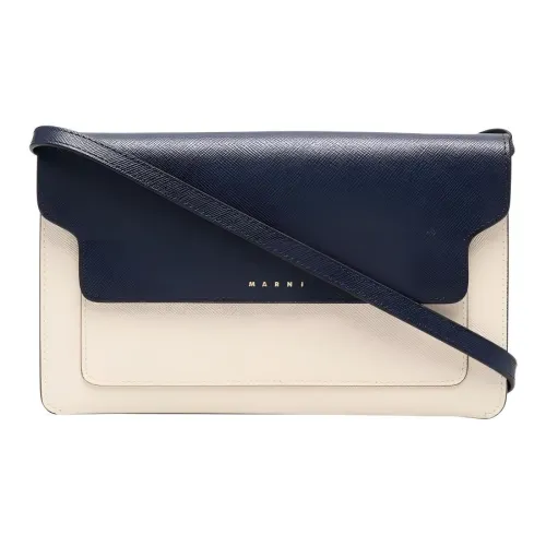 MARNI Основная часть Телячья кожа Сумка через плечо Женская Белая Синяя