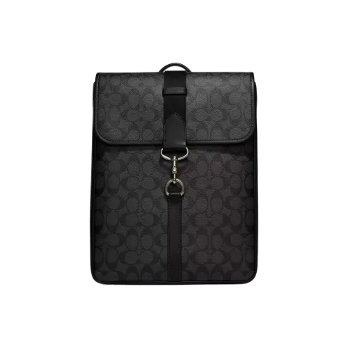 COACH Canvas с кожаными вставками ноутбук сумка рюкзак большой мужской черный