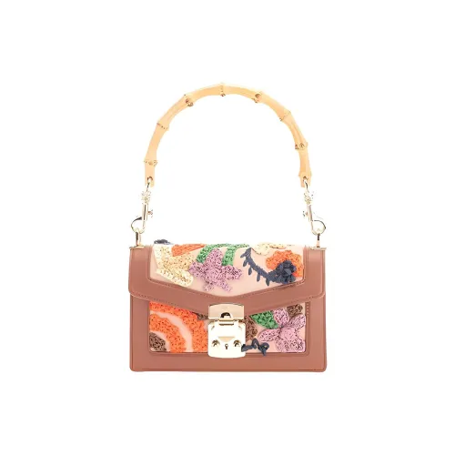 MIU MIU Кожа и Хлопок Сумка Женская Коричневая