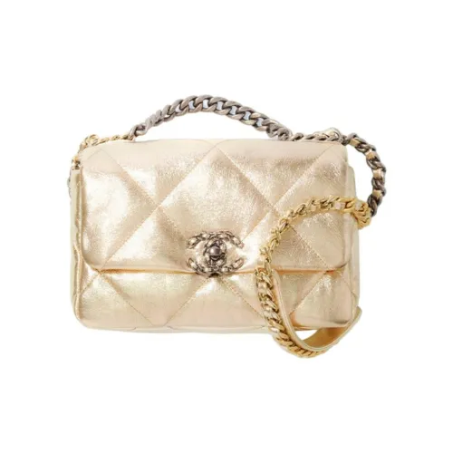 CHANEL 19Bag Lambskin Chain Shoulder Bag Women's Gold