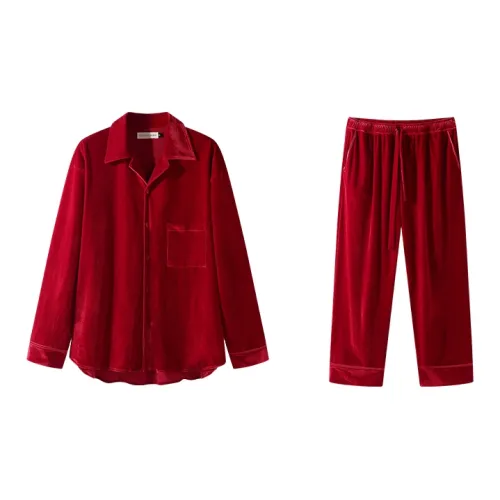 CICADAHOME Красный бархат Домашний Мужская одежда Наборы Мужские Пижамные комплекты