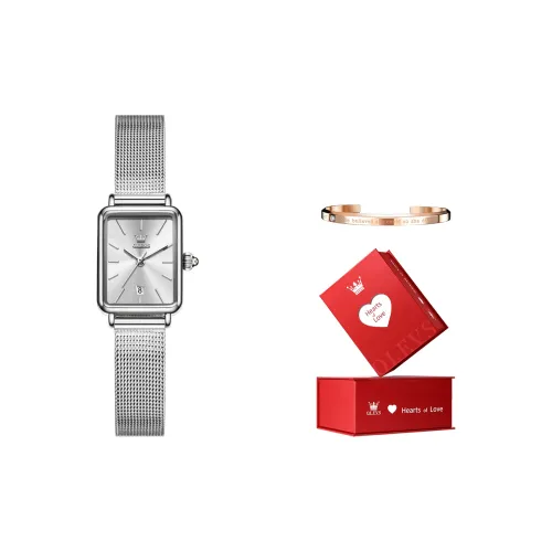 OLEVS Minimalist Series Кварцевый механизм Стальной ремешок Часы Женские Белый циферблат