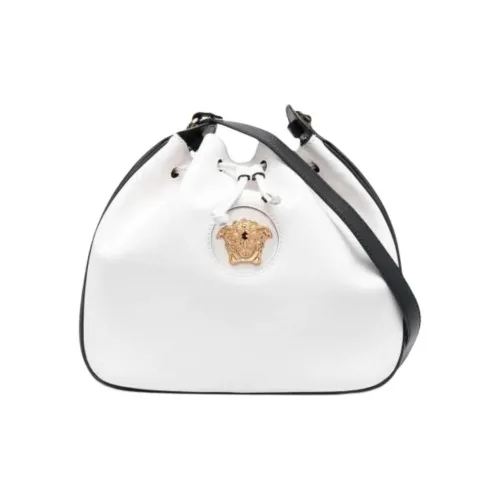 VERSACE Корова Кожа Ведрообразная Сумка Плечевая Сумка Женская Белая