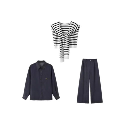 TIBINB Темно-синий Синий Женские Повседневные Костюмы