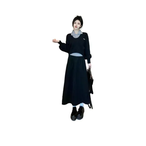 REMOULD Черный топ + Серый топ + Длинная юбка Женские комплекты с юбкой