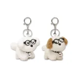 Стекло, щенок, украшение, 1 пара (белый + белый, коричневый)