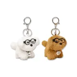 Стекло, щенок, брелок, 1 пара (белый + коричневый)