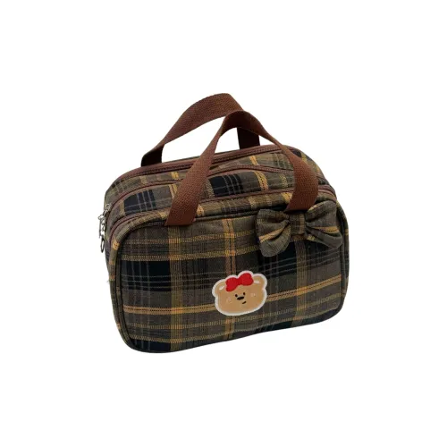 SHUMEIZHIXIU Винтаж Клетчатый Косметичка Большая Емкость 3D-эффект Сумка Сумка для Туалетных принадлежностей с Разделением на Мокрое Сухое Пылеустойчивая