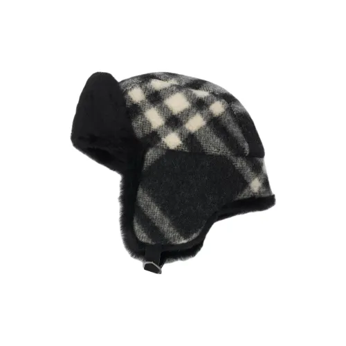 Burberry Шапка-ушанка Из Шерсти В Клетку Регулируемые Ремешки С Пряжками Передняя Панель С Застежкой На Кнопки Логотип Burberry, Гравировка