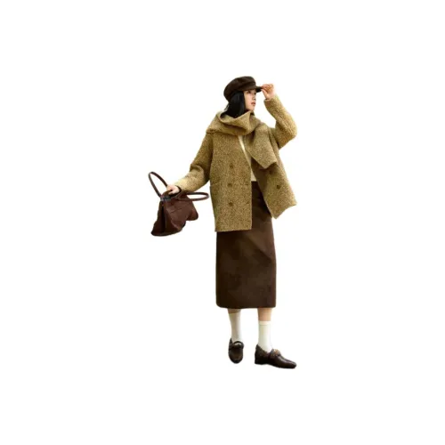 XWI Кленовый Лист Желтый Женское Пальто