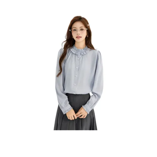 HUICUIGE Blue Women's Shirts HUICUIGE Синие Женские Рубашки