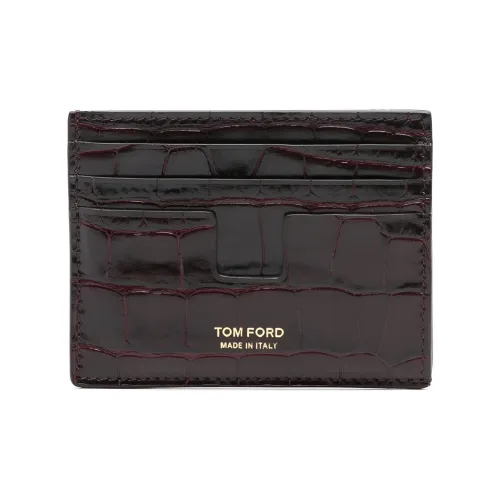 TOM FORD Men's Calfskin Card Holder Burgundy