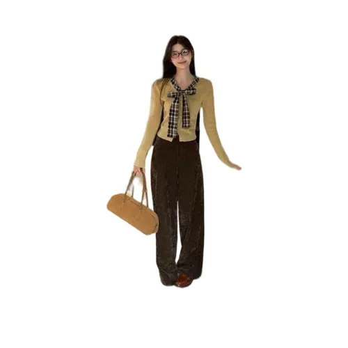 STYUW Хаки Кружево Вверх Кардиган Женские Трикотаж