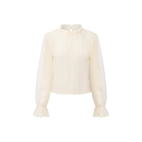 CHIWAWAMEME Бежевый Абрикос Кружево Украшения Рубашка Женская Рубашка