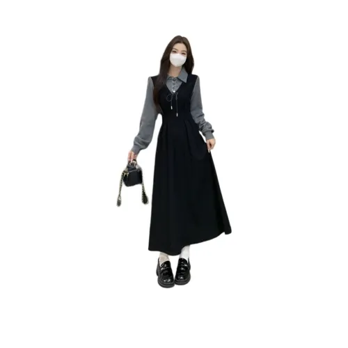 GULIANFEI Длинное платье с длинными рукавами женское