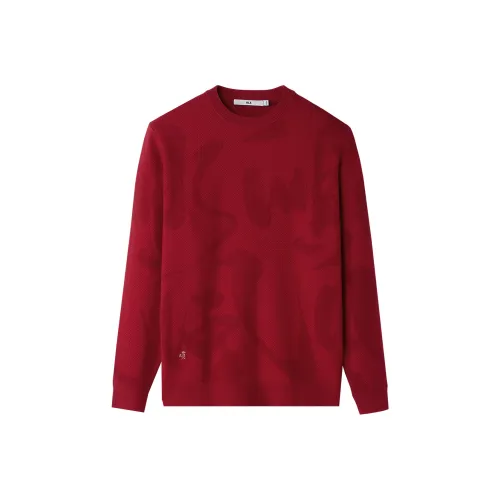 HLA Красный узор D4 Мужской Трикотаж