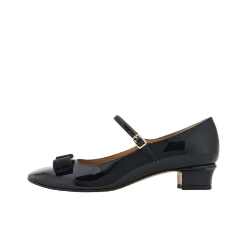 Ferragamo Vara Грубый каблук Туфли Мэри Джейн 3 см Женские Черный