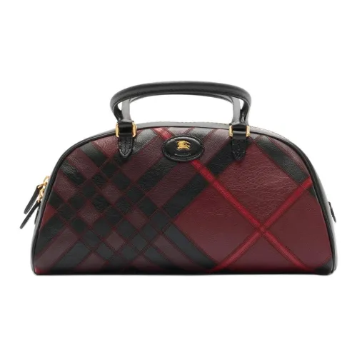 Burberry Сумка-боулинг Highlands Среднего Размера Круглые Кожаные Ручки Регулируемый Съемный Ремень Двухзамковая Застежка-молния