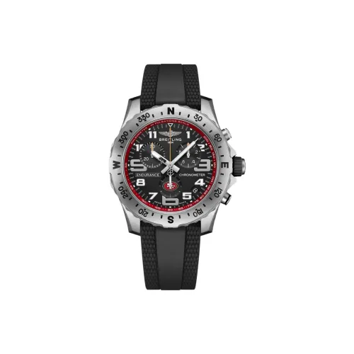 Breitling Professional Collection Кварцевый механизм Мужские часы Часы 44 мм Черный циферблат Титановые корпуса часов Резиновый ремешок