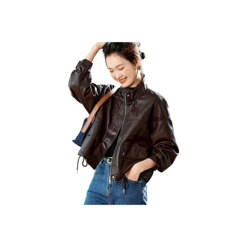 H YXIANG Кожа Куртка Женская