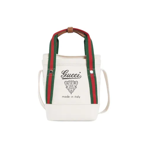 GUCCI Хлопок Тоут Сумка Сумка для покупок Сумка среднего размера Женская Экрю