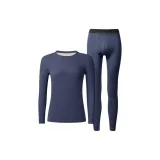 [Шерсть Тутовый Шелк-Утолщенный Термический Комплект] Темно-синий Синий