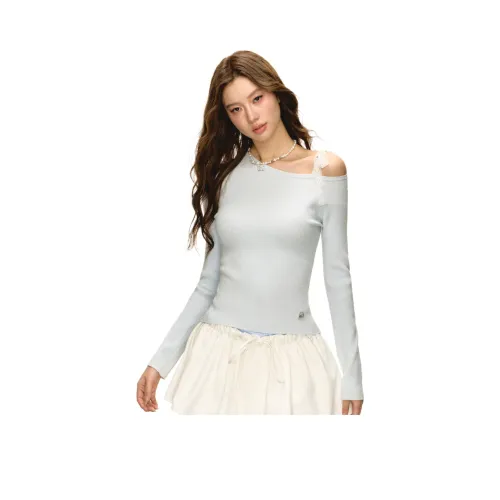 Ariseism Белый Кружево Вверх Длинный Sleeved Женские Осенний Облегающий крой Трикотаж Женские