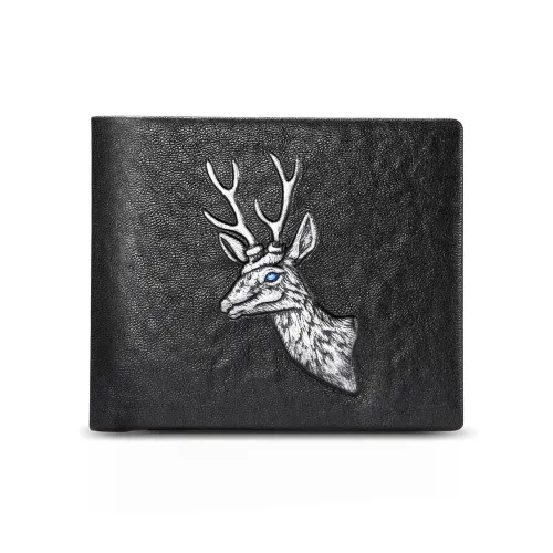 BISON DENIM Растительное дубленое кожа кошелек стандартный мужской черный