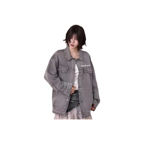 RiseBrand Светло-серый Унисекс Джинсовые куртки