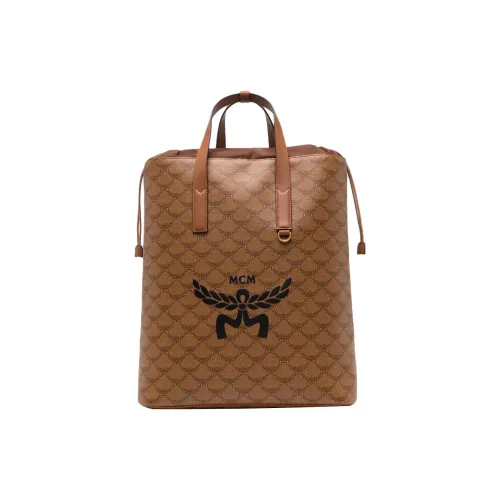 MCM Canvas Leather Backpack Medium Men's Brandy Brown Black MCM Холст Кожа Рюкзак Средний Мужской Коньяк Коричневый и Черный