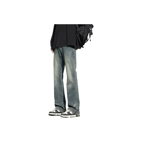 JIKENDI Винтажные синие мужские джинсы