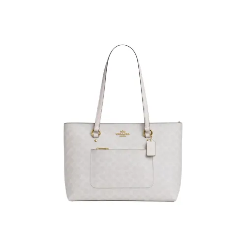 COACH Station Ткань с покрытием гладкая кожа тоут сумка для покупок сумка сумка через плечо большая женская мел