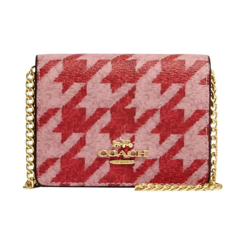 COACH Canvas с кожаными вставками квадратная сумка кошелек мини женский красный