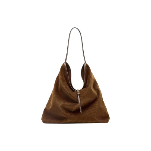 ZARA Хлопок с Полиэстером Сумка на плечо Женская Коричневая