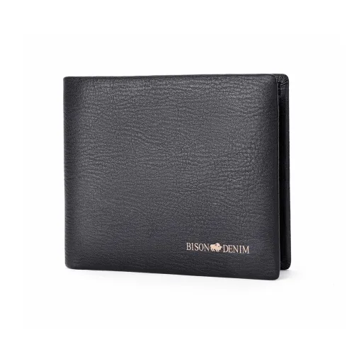BISON DENIM Натуральная кожа коровья кожа лицевая кожа держатель для карт стандартный унисекс черный