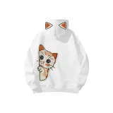 Белый кот, выглядывающий