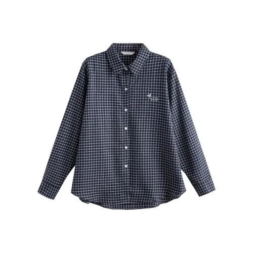 Tonlion Белый Черный Клетка Женская Рубашка