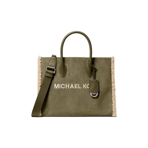 MICHAEL KORS Mirella Замша с Искусственным Шерпа Сумка Средний Женская Оливково-Зеленая