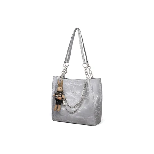 PT'SON Коровья кожа Подмышечная сумка на плечо Стандартная Женская серебряная