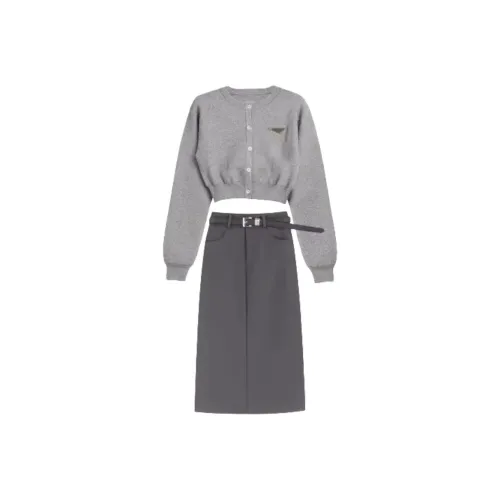 REMOULD Серый Свитер + Юбка Женские Комплекты с Юбкой