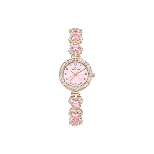 Disney Princess Кварцевый механизм Eco Friendly Медный ремешок Часы Женские Розовый циферблат