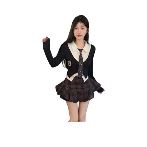 SNZX Одежда Комплект Топ+Галстук+Пышная Юбка Женская Униформа