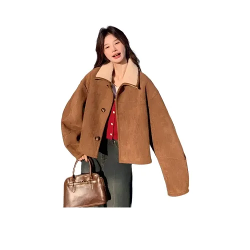 MIMOSA CHUR Кофейный Двусторонний Пальто Женские Бархатные Куртки